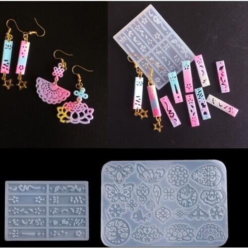 2Pcs Ancient Earrings Hairpin Necklace Pendant Resin Mold Jewelry Making Tools Dried Flower Resin Decorative DIY Hand Crafts