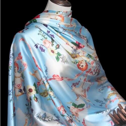 Angel digital stretch silk satin fabric soft shirt dress silk stretch fabric satin catwalk natural silk fabric wholesale cloth