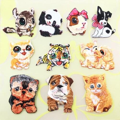 Cute Chihuahua Panda Dog Animals Patch Iron on Patch for Babys Clothing Patches Backpack Decoration Small Tiger Cat Applique