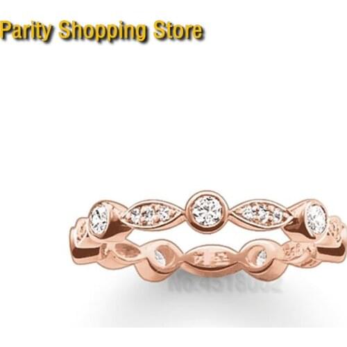 ThomasRS1162 Rings eye rose gold zirconia size 8 women Glam and parity ETERNITY style Rings Jewelry