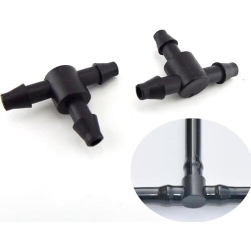 3 Way Hose Tee Barb 4/7mm Tube Connector Irrigation Plumbing Pipe Fittings T-Shape Adapter hose 3-Way Splitter Garden Watering