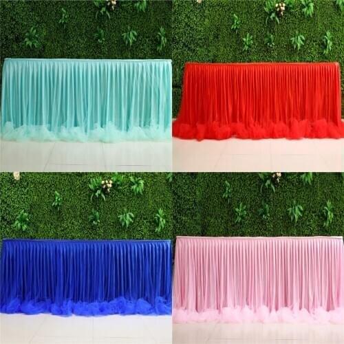 Handmade Tulle Tutu Table Skirt for Party Wedding Home Decoration Birthday Party / Baby Shower Chiffon Table Skirt