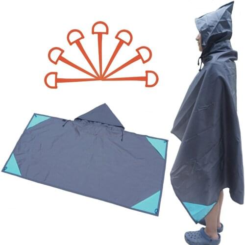 Waterproof Sand Proof Outdoor Beach Blanket Pocket Blanket Hood Raincoat for Hiking, Travel, Camping Festival and Backpacking