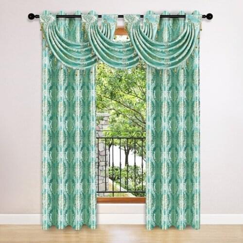 High-precision gold silk jacquard curtain valance high-end living room bedroom window curtain European jacquard valance custom