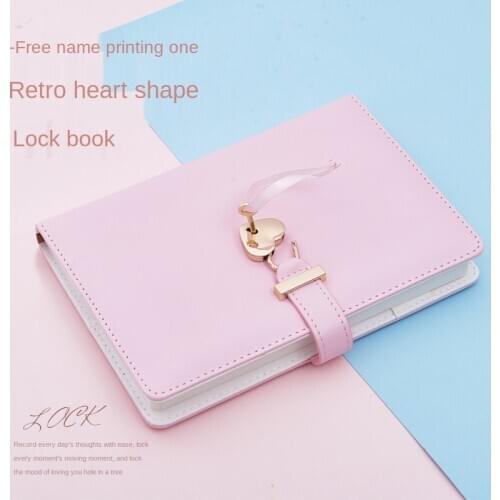Password book with lock heart-shaped lock diary girl college student travel notebook with lock gift note hand book