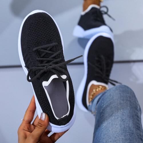 2021 Women Sneakers Ladies Mesh Vulcanized Woman Flats Plus Size Casual Tennis Sports Shoes Female Elastic Lace Up Footwear