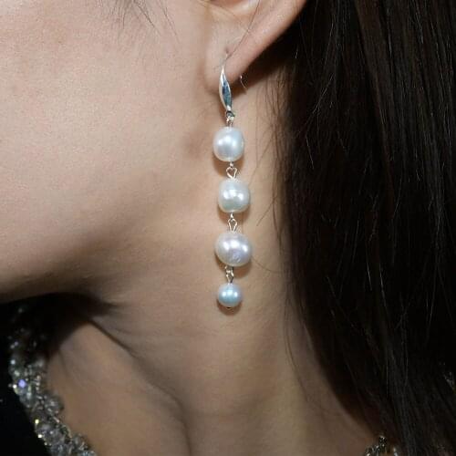 925 SterlingSliver Statement Earring Real Freshwater Pearl Delicate AA Pearl Jewelry Earrings for Women Bridesmaid Accessories