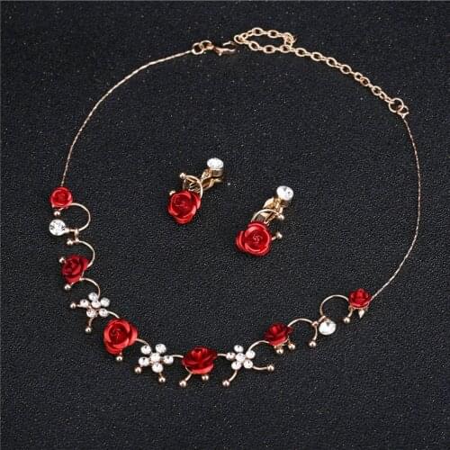 Women Elegant 1 Pair Ear Clip+1 Necklace Casual Dress Accessory Fashion Alloy Ear Clip Neckless Jewelry Set
