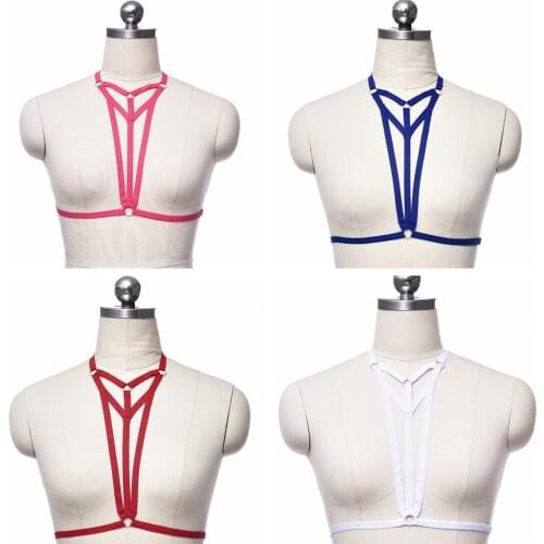 Women Sexy Body Harness Bra Punk Goth Soft Elastic Body Cage Belt Adjustable Fetish Lady Bondage No Cup Sexy Lingerie