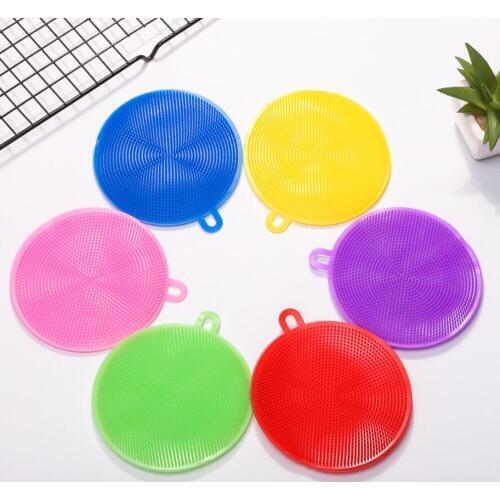 1PC Magic Silicone Dish Brush Durable Bowl Cleaning Brushes Scouring Pad Pot Pan Wash Cloth Cleaning Color Random 50g