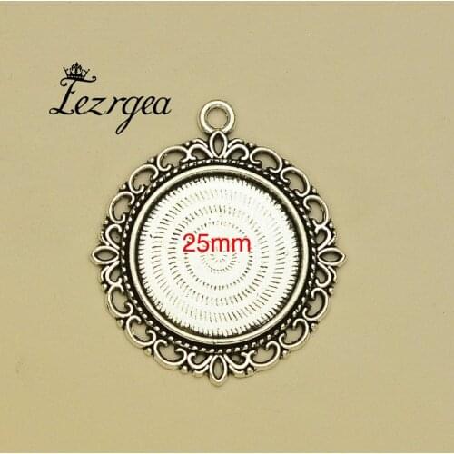 10pcs/lot--25mm Inner Antique Silver/Bronze plated Cabochon Base Setting Charms Pendant, Jewelry accessories (SD25-9903)