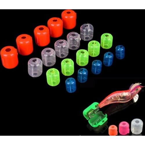 10Pcs/lot Plastic Squid Jigs Wood Shrimp Hook Cover 4 Size Umbrella Hooks Box Multiple Color Fishing Accessories