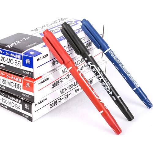 10PCS/Package) Creative Double-headed Oily Marker Student Reading Marker Waterproof Needle Type Hook Line Pen Office Stationery