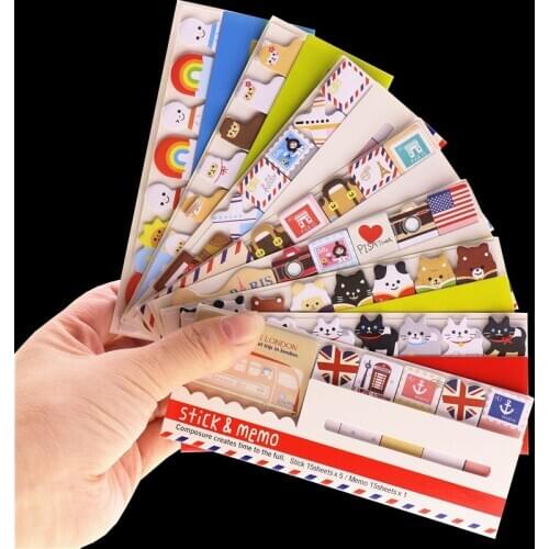 1x New Various Pattern For Choice Decoration Stationary Kawaii Britsh Style And Cartoon Animal Memo Paper Pads Cute Sticky Notes