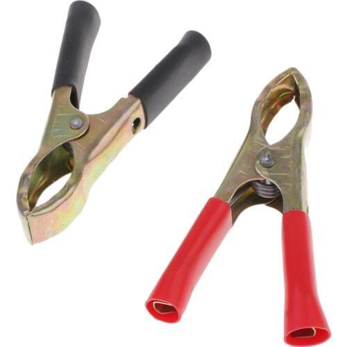 2 Piece 75mm Long Battery Alligator Clips, Black Red 10A Insulated Battery Clip Clamp for Car Auto Vehicle