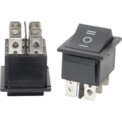 2 Pcs Black Button Rocker Switch 6 Plugs Third Gear 30 * 25 * 27mm 16A 250V/ 20A 125V AC Electrical Equipment Switches Wholesale