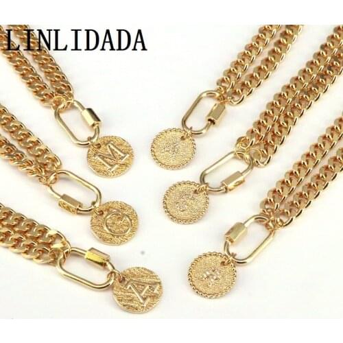 5Pcs Fashion alphabets necklace link chain clasp necklace Intitial letters jewelry necklace for women