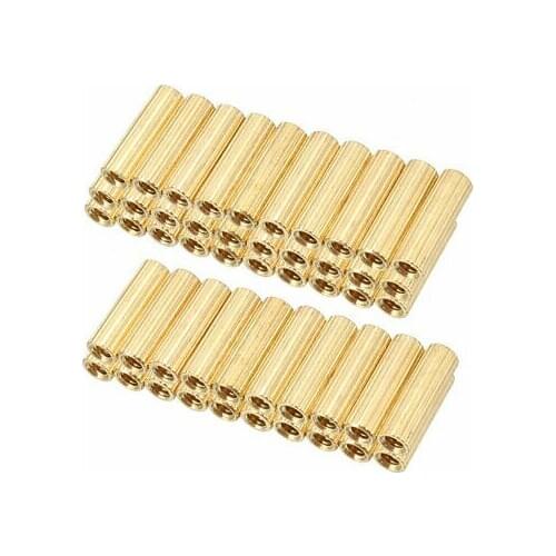 50pcs Brass Round Straight PCB Pillar Female Thread Standoff Spacer M2x3x10mm