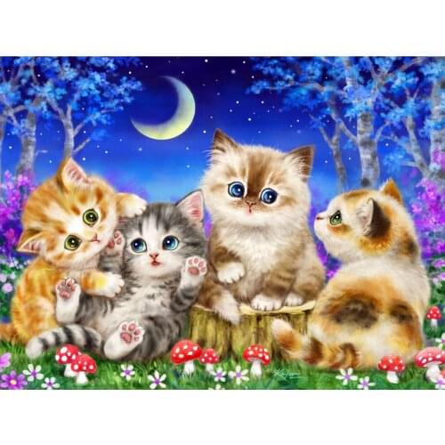 5D Diamond Painting Moon Cat Diy Diamond Embroidery Animal Cross Stitch Kits Mosaic Art Home Decoration Gifts