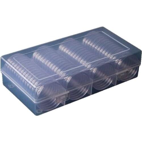 60 Pcs Clear Round 41mm Direct Fit Coin Capsules Holder Display Collection Case With Storage Box For 1 oz American Silver
