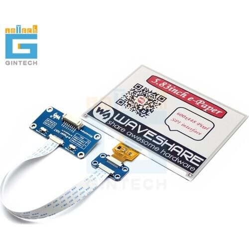 600x448, 5.83inch E-Ink display HAT for Raspberry Pi, red/black/white three-color 5.83inch e-Paper HAT (B)