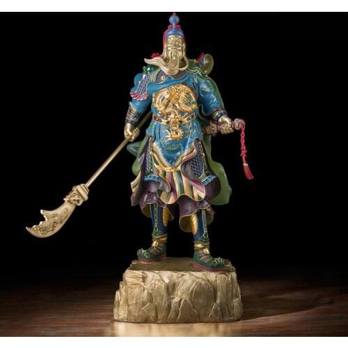 90 inches Chinese Art Deco Pure Brass Dragon Guan Gong warrior soldier Buddha sculpture Decoration Home Furnishings Gift Statue