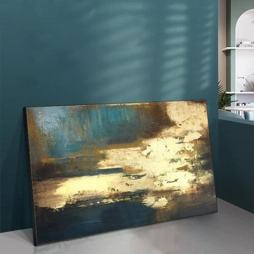Abstract Blue Gold Art Painting on Canvas Posters and Prints Wall Artwork Picture for Minimalist Living Room Gallery Home Decor