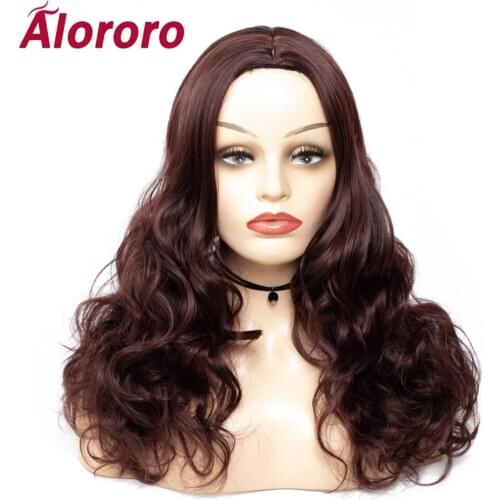 Alororo Brown Wig Synthetic Curly Wigs for Women Long Wavy Wig Cosplay Natural Fake Hair High Temperature Wire Female Hair