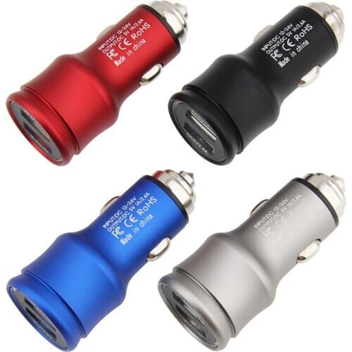 Dual USB Port Car Charger Universal 2.4A Fast Charging Adapter for Samsung iPhone Xiaomi Mobile Phone Tablet 50pcs/lot