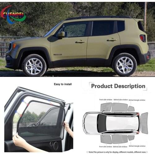 For Jeep Renegade 2014 Car Full Side Windows Magnetic Sun Shade UV Protection Ray Blocking Mesh Visor Decoration Accessories