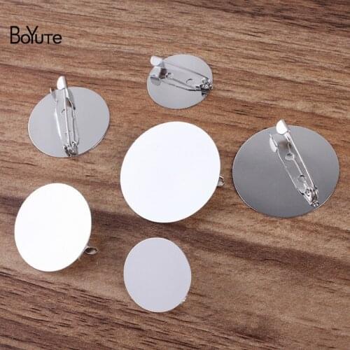 BoYuTe (50 Pieces/Lot) 20MM 25MM 30MM Metal Brass Flat Base Brooch Pins Diy Handmade Jewelry Accessories