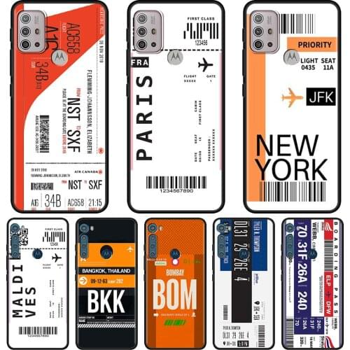Air Plane Tickets For MOTOROLA One Fusion Case for Moto G10 G9 G8 Plus Play Power One G20 G30 G40 G50 G60 Edge 20 Phone Shell