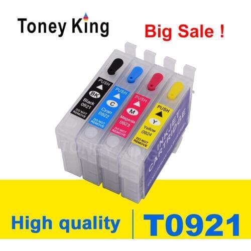 Toney King Refill Ink Cartridge T0921 T0922 T0923 T0924 For Epson Stylus T26 T27 TX106 TX109 TX117 Printer