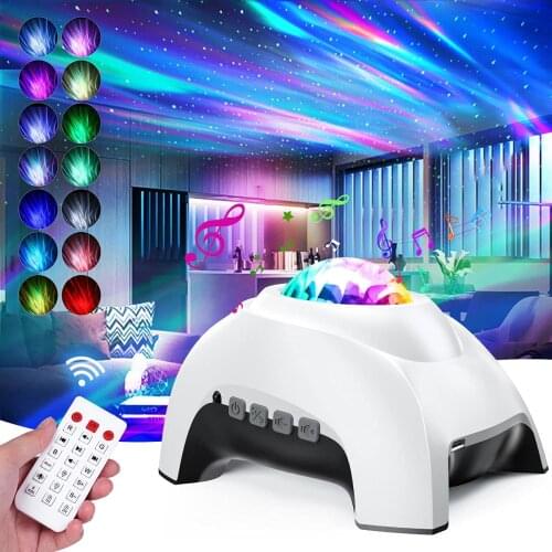 Colorful Aurora Light White Noise Night Ligh Northern Lights Star Projector Nebula Moon Lamp Bluetooth-compatible Music Speaker