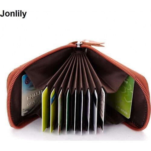 Genuine Leather Unisex Card Holder Wallets High Quality Female Credit Card Holders Women Pillow Organizer Purse SLI-329