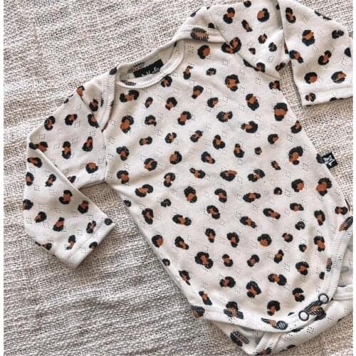 0-24M Baby Girls Boys Romper Toddlers Spring Autumn Leopard Print Long Sleeve Round Collar Cotton Jumpsuit Outfit