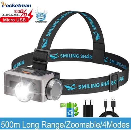 50000LM T6 Super Bright Headlamp USB Charging IPX4 Waterproof Zoomable Head lamp Work Light Hard Hat Light for Fishing Camping