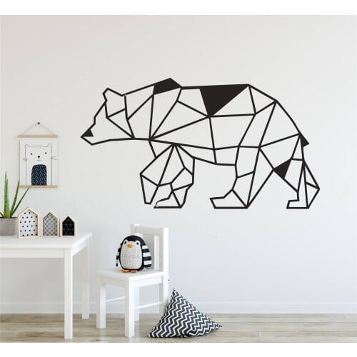 Geometric Woodland Bear Wall Decal Geometry Design Animal Home Decorative Wall Decor Sticker for Nursery Kids Room Y160