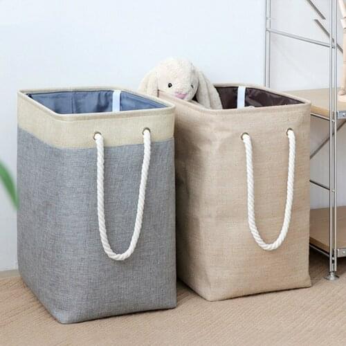 Laundry Basket Cotton Linen Foldable Dirty Clothes Storage Organizer Laundry Hamper Home Sundries Folding Basket