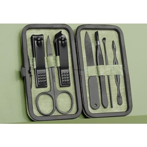 Nail Clippers Stainless Manicure Tools Nail File Cutter Tweezers Acne Needle With Portable Travel Case Sets Nail Cutter Makeup