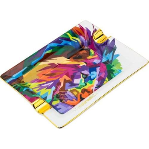 LUBINSKI Smoking Gadget Ceramic Cigar Ashtray 2 Holder 1 Ash Slot Cigar Cigarette For Office&Home Ashtrays W/Gift Box