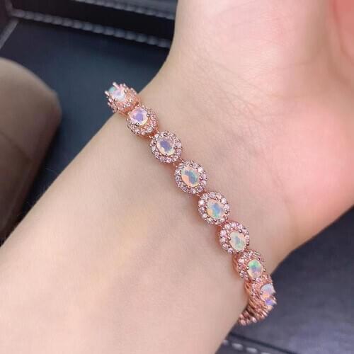 The Best GiftFor your girl Friend Opal Bracelet Free shipping 925 sterling silver Fine jewelry Natural And Real Opal Bracelet