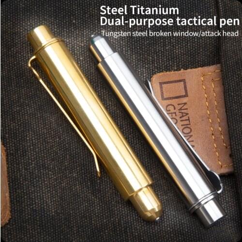 Copper Titanium Tactical Pen Self-defense Tactical Survival Pen Glass Breaker EDC Multifunctional Camping Writing Tool Pen
