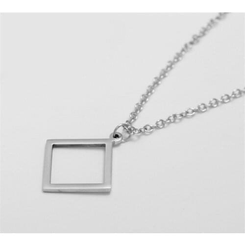 Men Stainless Steel Jewelry Necklace Hip Hop Trend Man Long Chains Rectangular Pendant Neck Chain Mens Necklaces Accessories