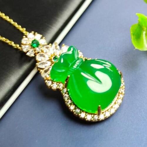 Genuine Natural Green Chalcedony Pendant Women Fashion Charms Jewellery Real Chinese Jades Stone Amulet Gifts Girls Accessories
