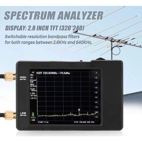 Handheld Tiny Spectrum Analyzer TinySA 2.8inch Touch Screen Portable Frequency Analyzer 0.1MHz~ 960MHz MF/HF/VHF UHF Input