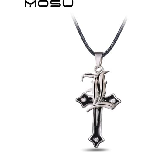MOSU 12/pcs a lot Hot Anime Death Note Silver Metal Necklace Cross Logo Pendant Cosplay Accessories Jewelry can Drop-shipping