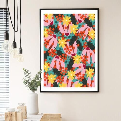 Modern Multicolored Abstract Plants Flowers Wall Art Canvas Painting Picture Posters and Prints Gallery Kids Kitchen Home Decor