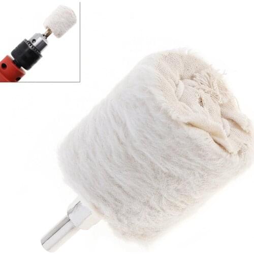 2 Inch White Cloth Polishing Wheel Mirror Polishing Buffer Cotton Pad with 6mm Shank Diameter for Surface Polishing
