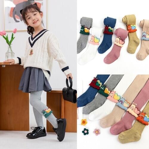 Spring Autumn Knitted Children Pantyhose Cotton Double Needle Tights for Girls Cute Animal Baby Girl Winter Clothes